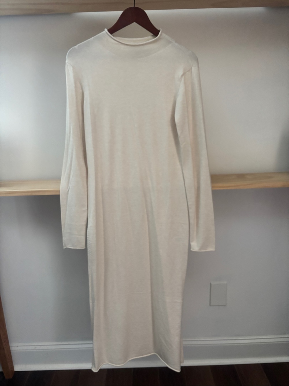 French Connection Cream Long-Sleeve Knit Dress - Minimalist Women’s Dress